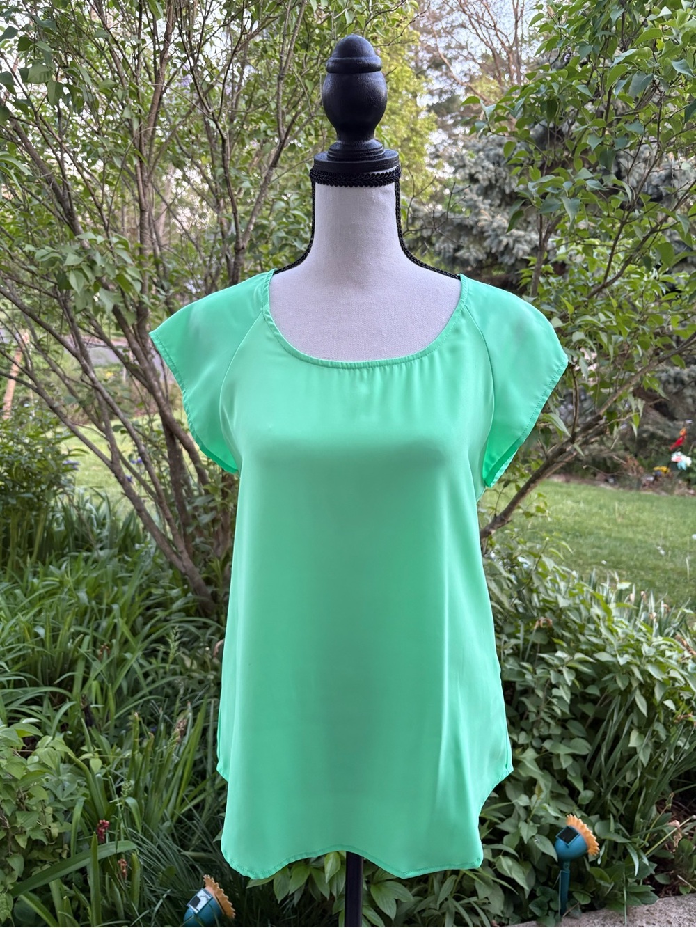 Express Mint Green Cap Sleeve Scoop Neck Blouse